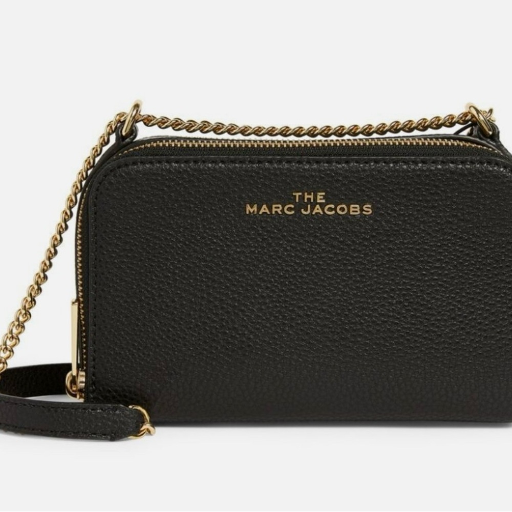 Marc Jacobs Black and Gold Crossbody Bag with Sleek Design